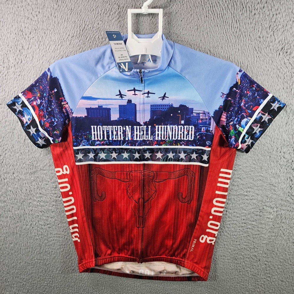 NEW Primal‎ Hotter Hell Hundred Cycling Jersey Men's Size S Texas Event Bike Top